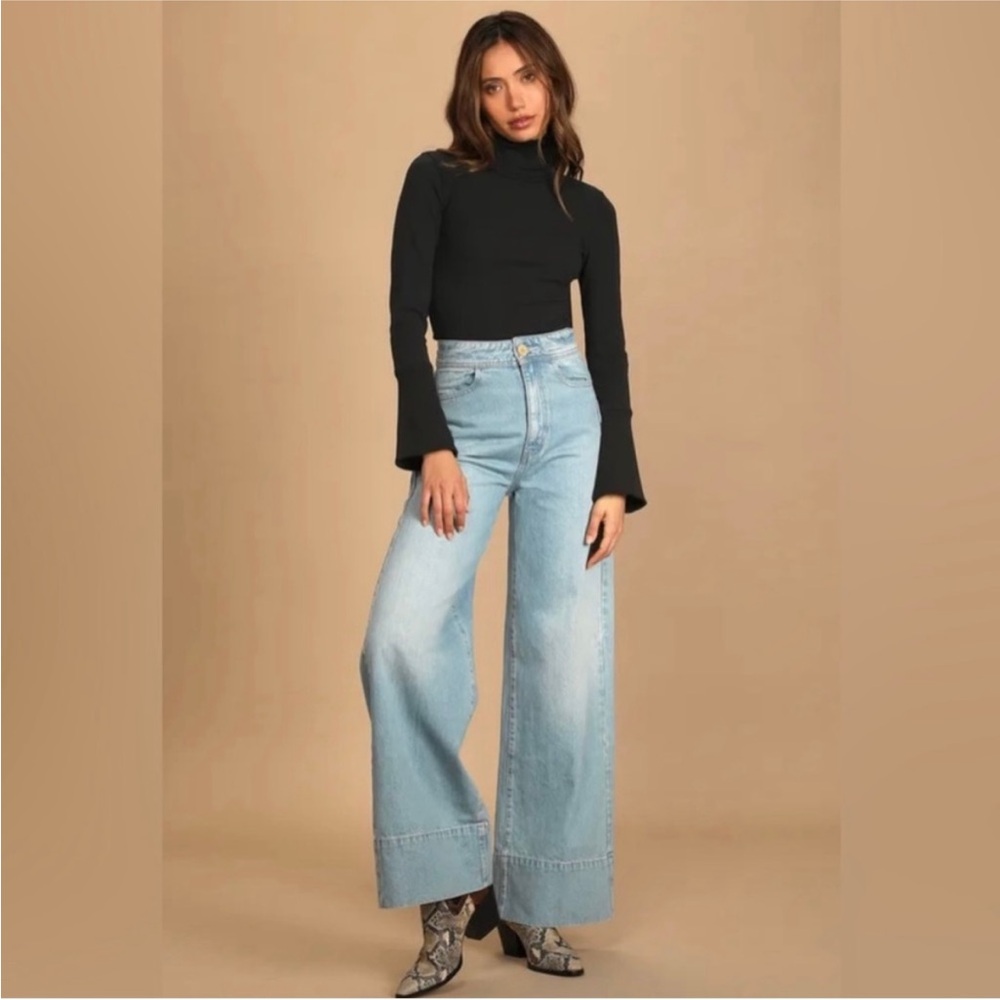 Intimately Free People Sydney Black Long Sleeve Turtleneck Flare Sleeve